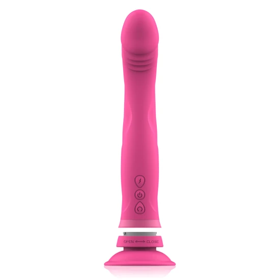 Vibrator dildo din silicon roz, 11 cm, cu ventuză