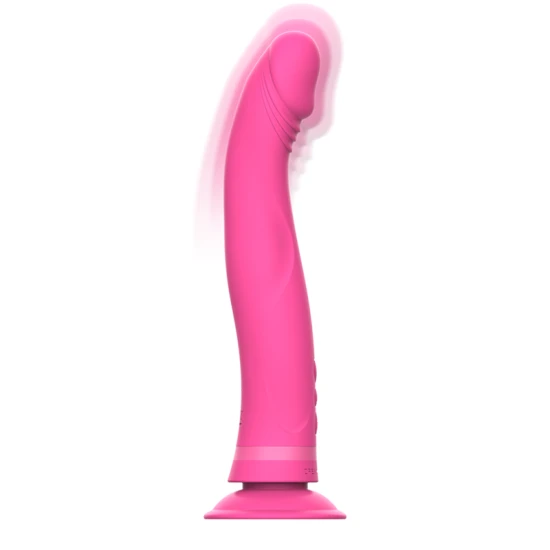 Vibrator dildo din silicon roz, 11 cm, cu ventuză