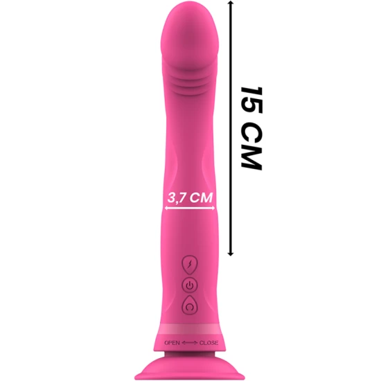 Vibrator dildo din silicon roz, 11 cm, cu ventuză
