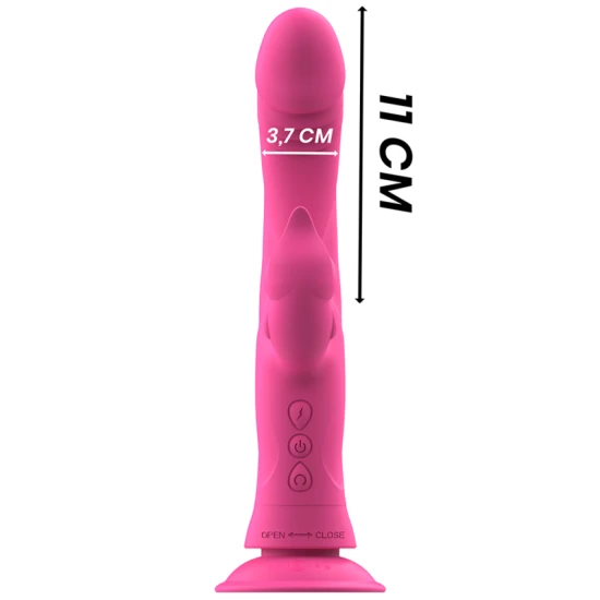Vibrator Rabbit din silicon, roz, 24 cm