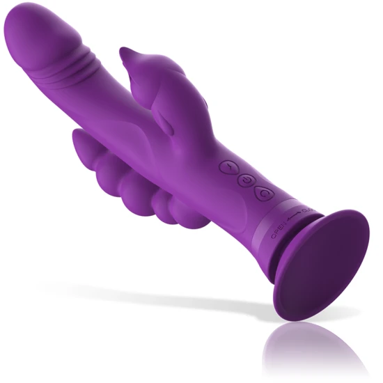 Vibrator Rabbit Triple Motor din silicon, mov