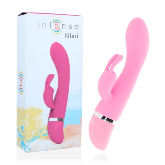 Vibrator rabbit Hilari din silicon, roz, 18.9 cm