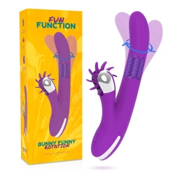 Stimulator clitoridian Bunny Funny Rotation 2.0, silicon, alb