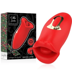 Stimulator clitoridian vibratoare și mușcător din silicon, negru