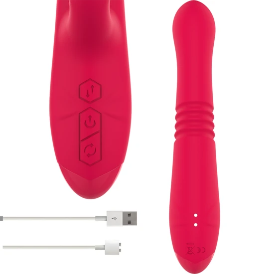 Vibrator multifunctional DUA din silicon și ABS, roșu