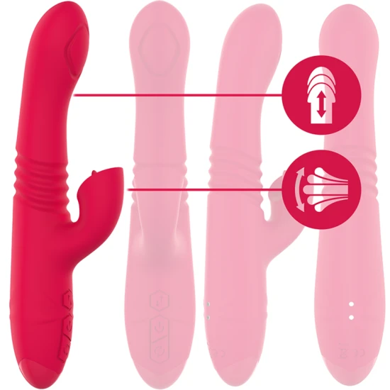 Vibrator multifunctional DUA din silicon și ABS, roșu