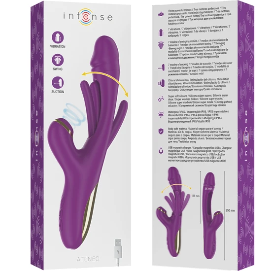 Masturbator feminin din silicon, mov, USB, 7 vibrații