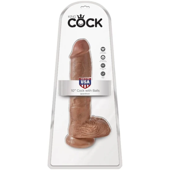 Dildo realist cu testicule din PVC, caramel, 19,8 cm