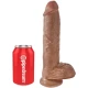 Dildo realist cu testicule din PVC, caramel, 19,8 cm