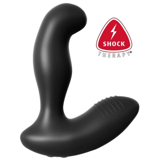 Masajer prostatei cu vibrații și electrostimulare, silicon, negru