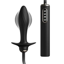 Plug anal gonflabil cu vibrații auto-throb din silicon, negru