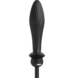 Plug anal gonflabil cu vibrații auto-throb din silicon, negru