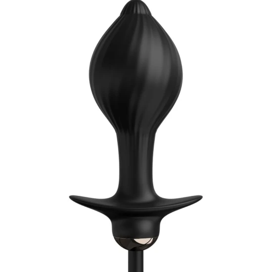 Plug anal gonflabil cu vibrații auto-throb din silicon, negru