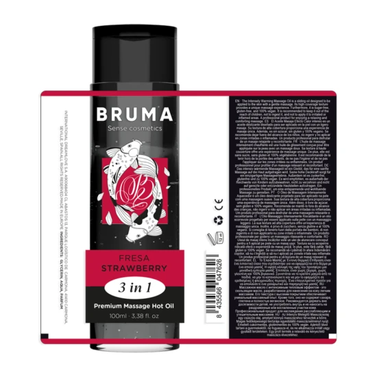 Ulei de masaj premium cu efect de încălzire, Căpșuni, 3 în 1, 100 ml