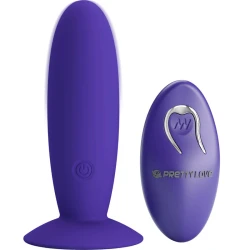 Plug anal vibrant din silicon, violet, cu telecomandă