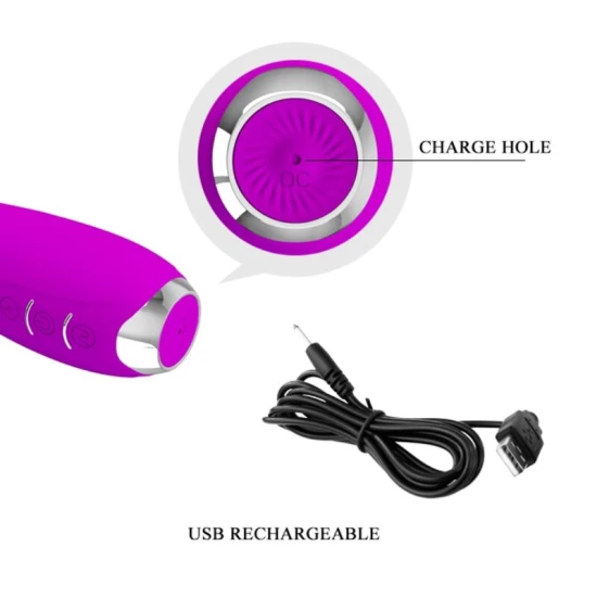 Vibrator electroșoc reîncărcabil din silicon, violet
