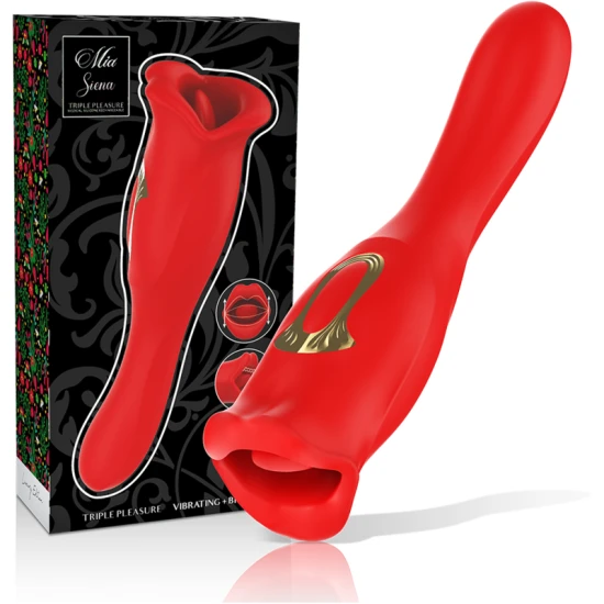 Stimulator oral-vibrant și mușcător din silicon roșu
