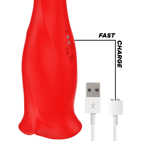 Stimulator oral-vibrant și mușcător din silicon roșu