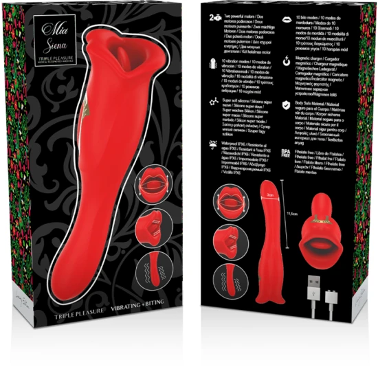Stimulator oral-vibrant și mușcător din silicon roșu
