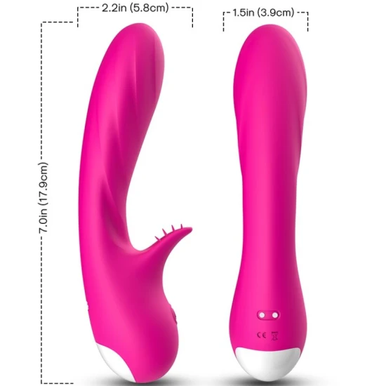 Vibrator Romance cu stimulator pentru punctul G, fuchsia, din silicon medical și ABS