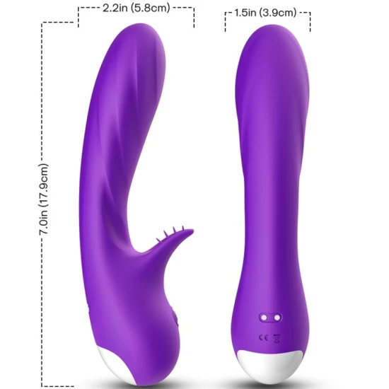 Vibrator Romance cu stimulator, mov, din silicon medical & ABS
