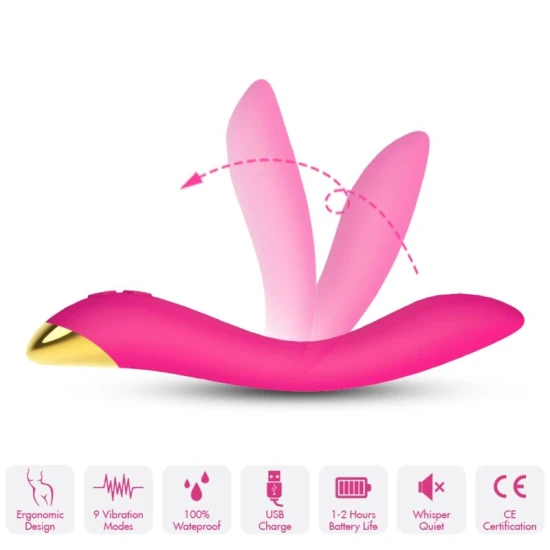 Vibrator multipozițional flamingo, fuchsia, medical silicone & ABS