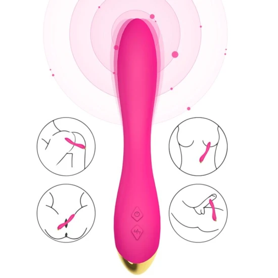 Vibrator multipozițional flamingo, fuchsia, medical silicone & ABS