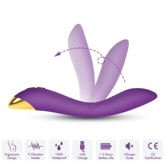 Vibrator multipoziție Flamingo din silicon medical, mov, 222*40*35 mm