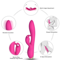 Vibrator Rabbit din silicon medical, fucsia, Universal