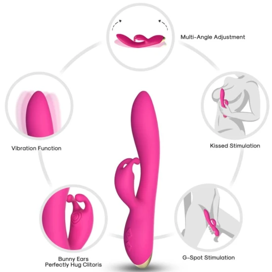 Vibrator Rabbit din silicon medical, fucsia, Universal