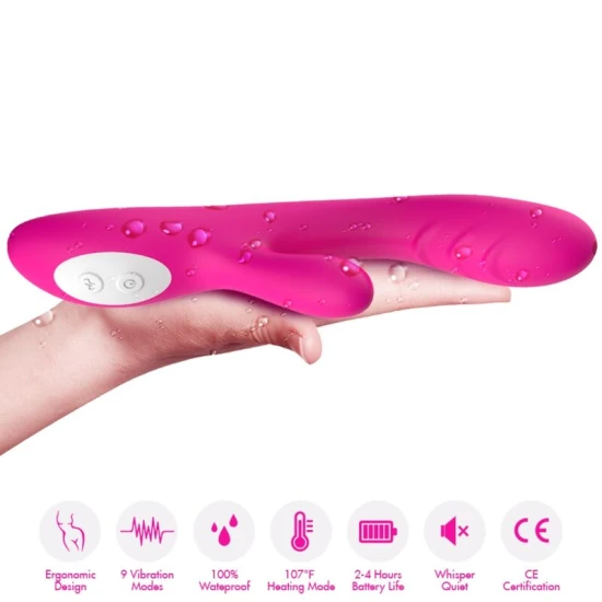 Vibrator Spark cu efect de încălzire, fucsia, din silicon medical și ABS