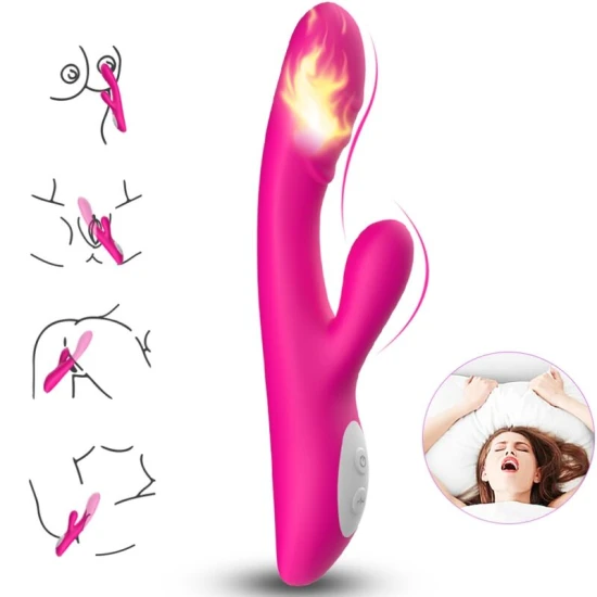 Vibrator Spark cu efect de încălzire, fucsia, din silicon medical și ABS