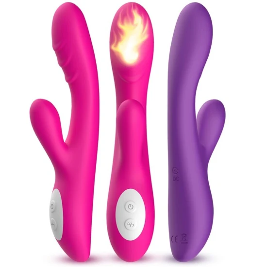 Vibrator cu efect de încălzire, mov, încărcare USB, 224*42*65 mm