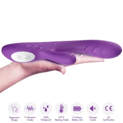 Vibrator cu efect de încălzire, mov, încărcare USB, 224*42*65 mm