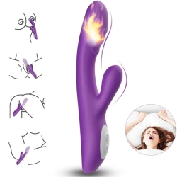 Vibrator cu efect de încălzire, mov, încărcare USB, 224*42*65 mm