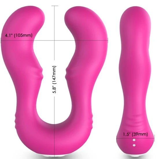 Vibrator Seraph cu telecomandă dublă, fucsia, din silicon medical și ABS