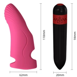 Aurora vibrator finger din silicon medical și ABS, fucsia