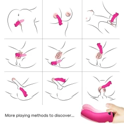Aurora vibrator finger din silicon medical și ABS, fucsia