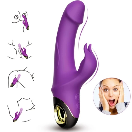 Vibrator tip rabbit, mov, din silicon medical și ABS