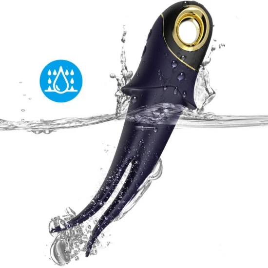 Vibrator cu dublu cap, din silicon medical și ABS, albastru, „Shadow Vibrator”
