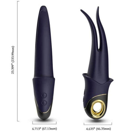 Vibrator cu dublu cap, din silicon medical și ABS, albastru, „Shadow Vibrator”