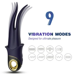 Vibrator cu dublu cap, din silicon medical și ABS, albastru, „Shadow Vibrator”