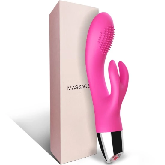 Vibrator Rabbit din silicon medical și ABS, fucsia, 100% waterproof
