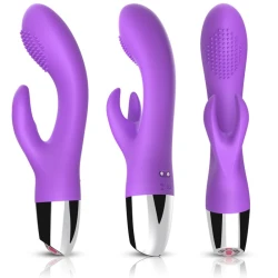 Vibrator Rabbit, mov, din silicon medical și ABS
