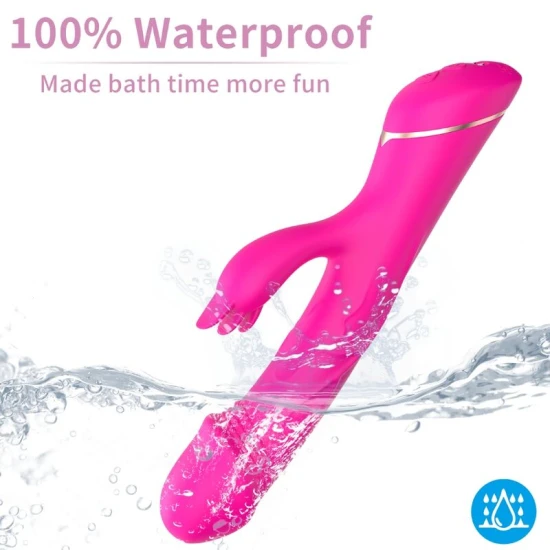 Dildo vibrator Rabbit din silicon, fuchsia