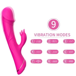 Dildo vibrator Rabbit din silicon, fuchsia
