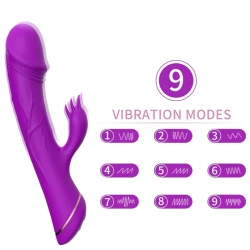Dildă vibrator Rabbit din silicon, mov, 100% waterproof
