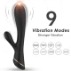 Vibrator tip rabbit din silicon, negru, USB reîncărcabil