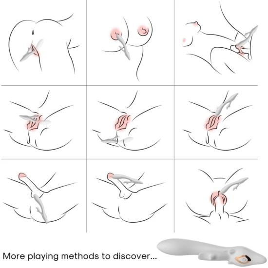 Vibrator Rabbit curbat din silicon medical, roșu. ARMONY, 3.7 V, 100% waterproof
