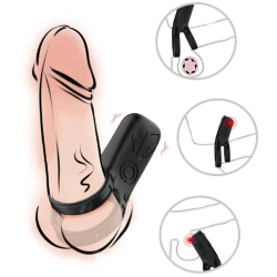Vibrator inel dublu din silicon medical, negru, USB, 101*50*39 mm